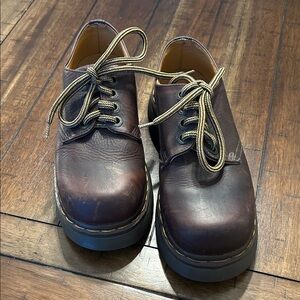 Rare Vintage Dr. Martens MIE Platform Oxfords Brown Leather US 7 Style 8434 EUC